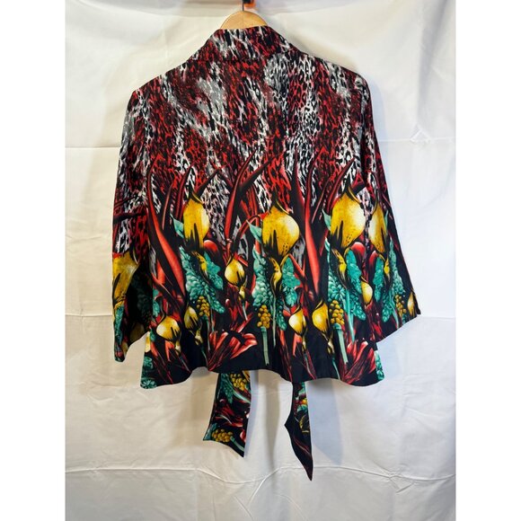 Mischa tie front bold colorful women size large cotton light jacket cover layer - Picture 5 of 9